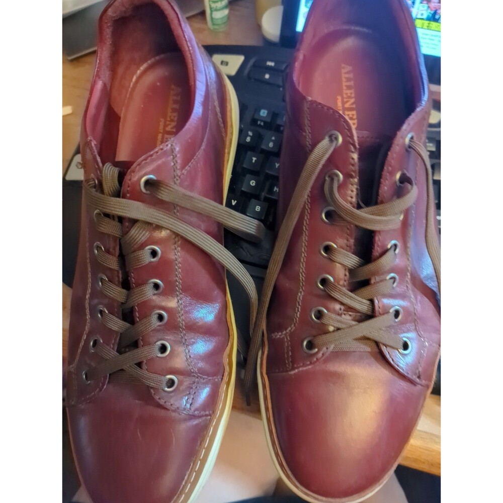 Allen Edmonds Mens 11.5D Porter City Brown Leather Lace Up Daily Casual Sneaker